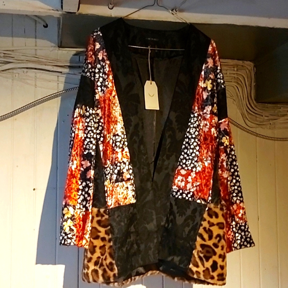 Free The Roses Boho Quilted Jacket NWT